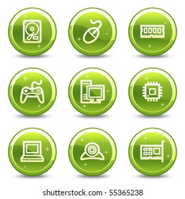 Computer-Web-Symbole, grüne Glossar-Kreis-Schaltflächen-Reihe