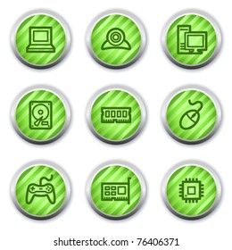 Computer web icons, green glossy circle buttons