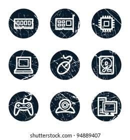 Computer web icons, grunge circle buttons