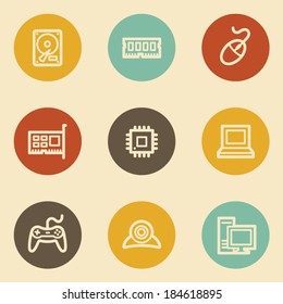 Computer-Web-Symbole, Retro-Circle-Buttons