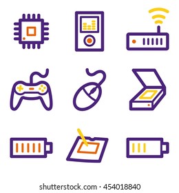 Computer web icons set. Electronics and computers mobile symbols.