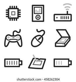 Computer web icons set. Electronics and computers mobile symbols.