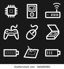 Computer web icons set. Electronics and computers mobile symbols.