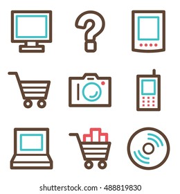 Computer web icons set. Electronics and computers mobile symbols.