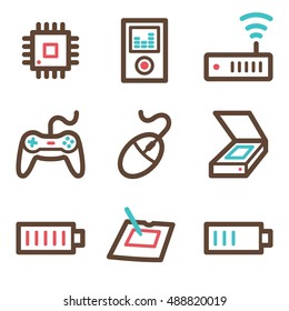 Computer web icons set. Electronics and computers mobile symbols.