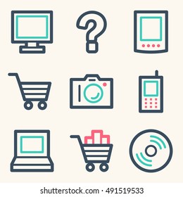 Computer web icons set. Electronics and computers mobile symbols.