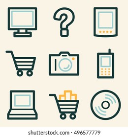Computer web icons set. Electronics and computers mobile symbols.