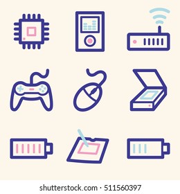 Computer web icons set. Electronics and computers mobile symbols.