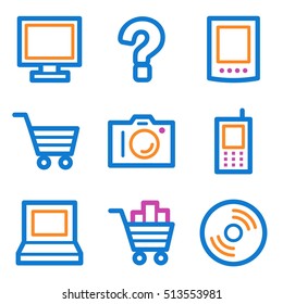 Computer web icons set. Electronics and computers mobile symbols.