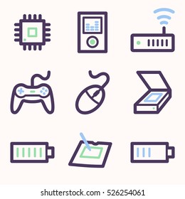 Computer web icons set. Electronics and computers mobile symbols.