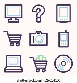 Computer web icons set. Electronics and computers mobile symbols.
