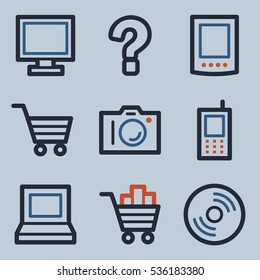 Computer web icons set. Electronics and computers mobile symbols.