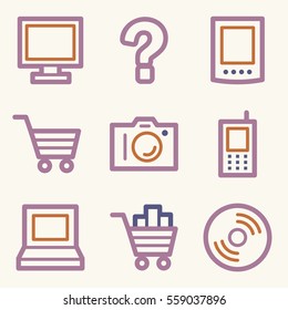 Computer web icons set. Electronics and computers mobile symbols.