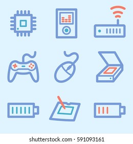 Computer web icons set. Electronics and computers mobile symbols.