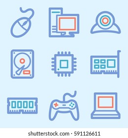 Computer web icons set. Electronics and computers mobile symbols.