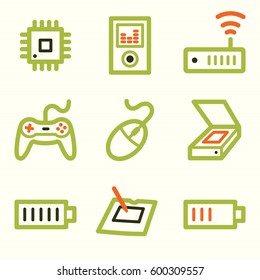 Computer web icons set. Electronics and computers mobile symbols.