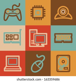 Iconos web de computadoras, serie vintage