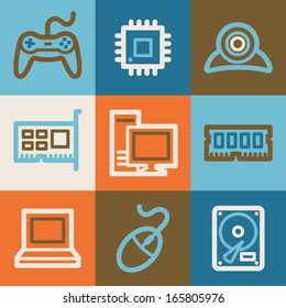 Iconos web de computadoras, serie vintage