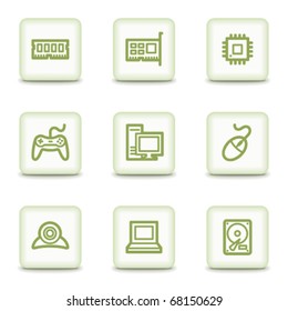Computer-Web-Symbole, weiße Glossar-Schaltflächen