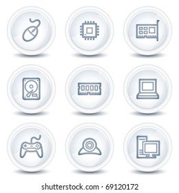 Computer web icons, white glossy circle buttons