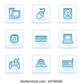 Computer  web icons, white square buttons