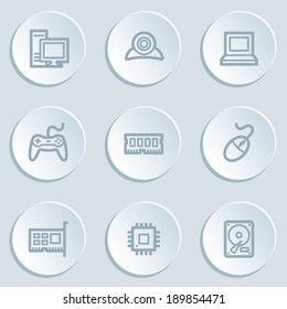 Computer web icons, white sticker buttons