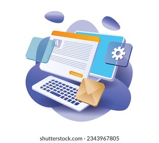 Computer web information article flat design