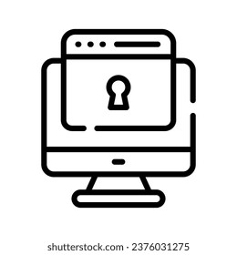 Computer web with lock, security concept. Web security icon of internet technology