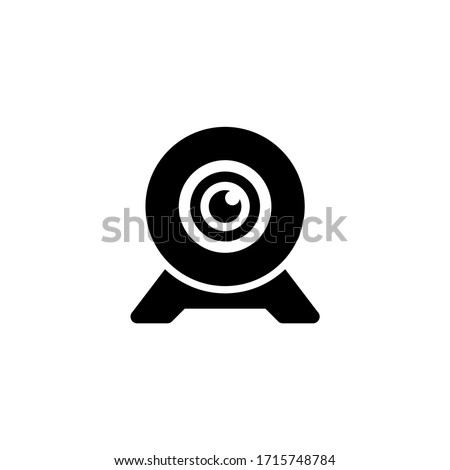 Computer Webcam, Digital Web Camera. Flat Vector Icon illustration. Simple black symbol on white background. Computer Webcam, Digital Web Camera sign design template for web and mobile UI element