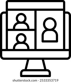 Computer Webinar Participant line icon
