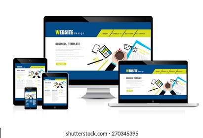 Computer Website Design Concept Development Devices Vector