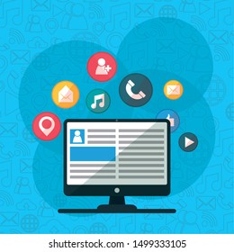 computer website internet social network media design vector illustration
