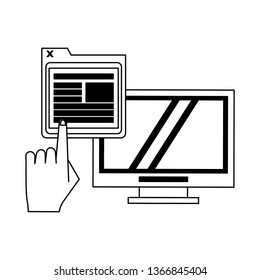 Computer and website symbols in black and white