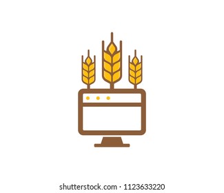 Computer Wheat Icon Logo Design Element