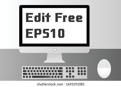 computer white screen display and keyboard free space for text