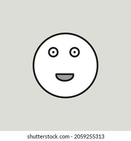 Computer white smile icon. Light blue backdrop. Happy face sign. Emoji background. Vector illustration. Stock image.