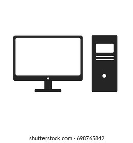 Computer and widescreen monitor icon on white background. PC symbol. Flat Vector illustration EPS10.