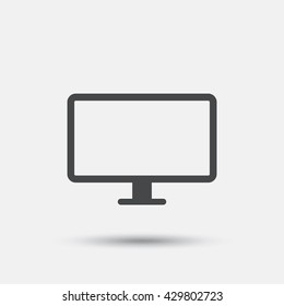 Computer widescreen monitor sign icon. Flat monitor TV web icon on white background. Vector