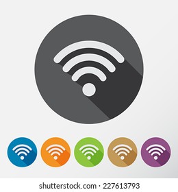 Computer wifi connection  icons set for a phone or mobile device in flat design. Vector Illustration. 