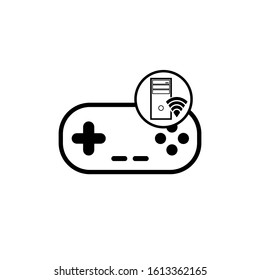 Computer with wifi and gamepad - vector illustration