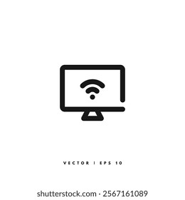 Computer Wifi Icon. Editable Stroke