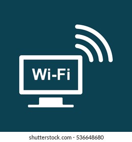 computer wi-fi icon on blue background