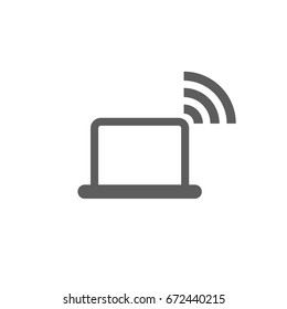 Computer and wifi icon in trendy flat style isolated on white background. Symbol for your web site design, logo, app, UI. Vector illustration, EPS