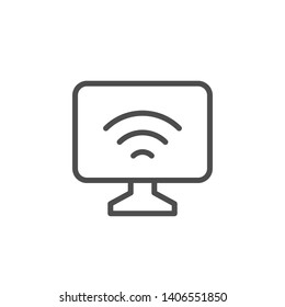 Computer Wi-Fi line outline icon