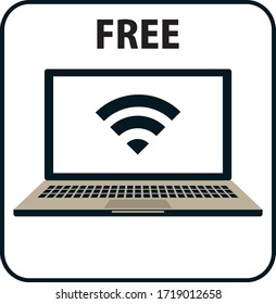 Ordenador y marca WiFi.Se muestra el punto de conexión Wi-Fi gratuita.