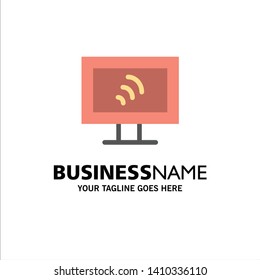 Computer, Wifi, Service Business Logo Template. Flat Color