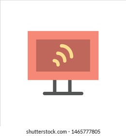 Computer, Wifi, Service  Flat Color Icon. Vector icon banner Template. Vector Icon Template background