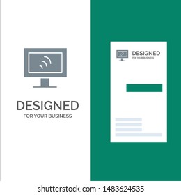 Computer, Wifi, Service Grey Logo Design and Business Card Template