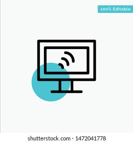 Computer, Wifi, Service turquoise highlight circle point Vector icon