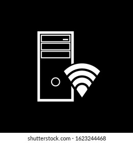 Computer with wifi sign - vector illustration
